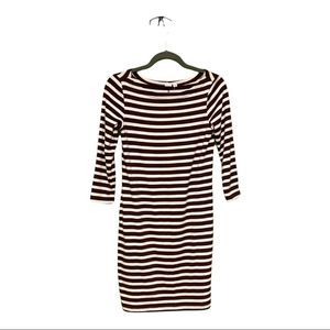 Gap Striped Burgundy & White Quarter Sleeve Dress